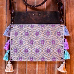 Textile Leather Purse (Violet)